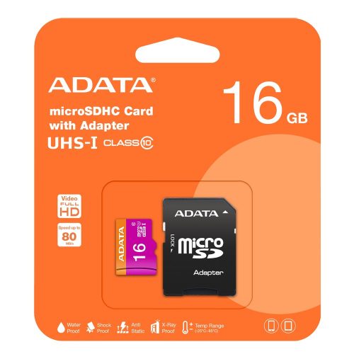 Adata Premier 16GB microSDHC UHS-I/Class10 memóriakártya+adapter