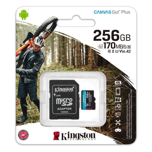 Kingston Canvas Go! Plus 256GB microSD memóriakártya+adapter