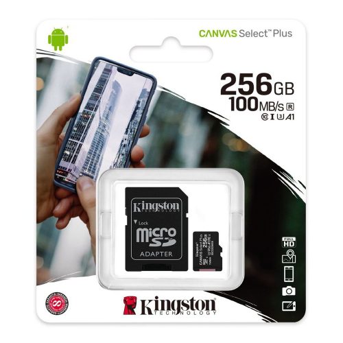 Kingston Canvas Select Plus 256GB MicroSD memóriakártya+adapter