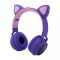 Macskafüles, LED-es Bluetooth 5.0 fejhallgató, lila