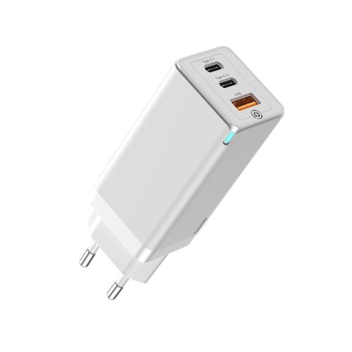 Baseus GaN Mini Quick Travel Charger USB töltő 65W, fehér