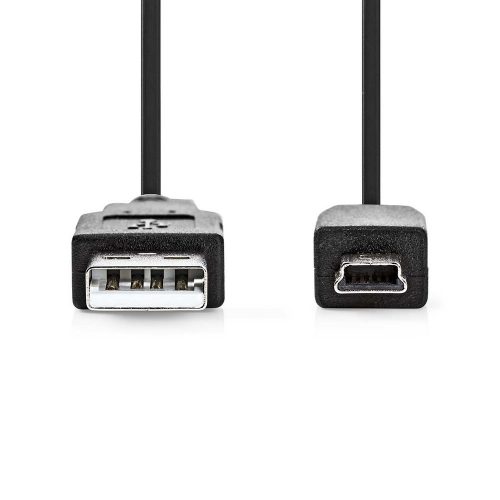USB2.0 - Mini USB 5 tűs kábel 2.0m, fekete