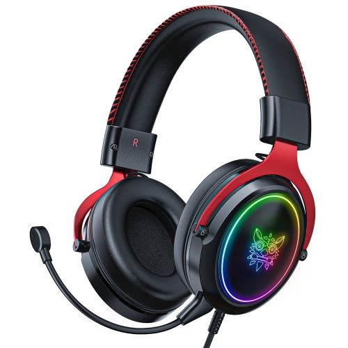 Onikuma X10 RGB vezetékes gamer fejhallgató, fekete-piros