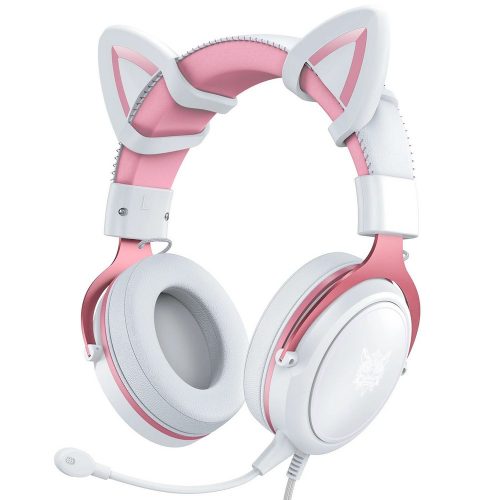 Onikuma X10 RGB vezetékes gamer fejhallgató, fehér-pink