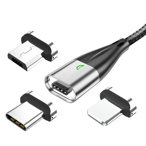 TopK AM61 3 az 1-ben mágneses USB kábel 1.0m, fekete